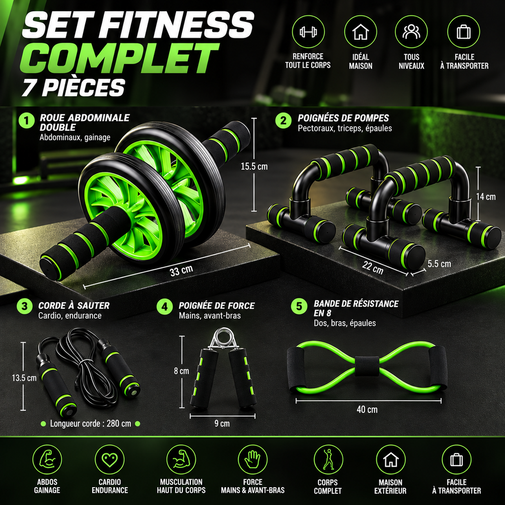 Set fitness complet 7 pièces pour la maison – photo 2