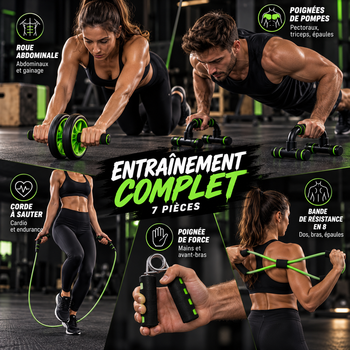 Set fitness complet 7 pièces pour la maison – photo 3