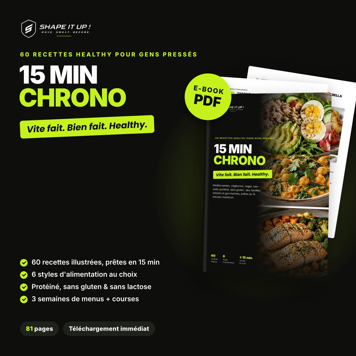 15 min chrono – 60 recettes healthy pour gens pressés (E-book PDF)