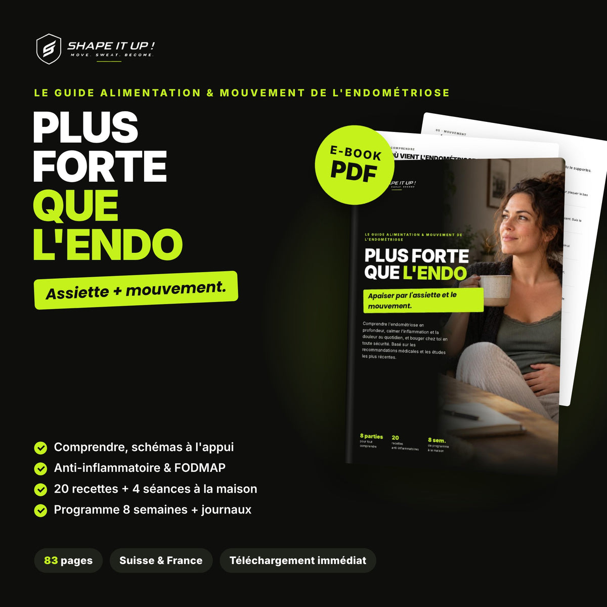 Plus forte que l'endo – Le guide alimentation & mouvement de l'endométriose (E-book PDF)