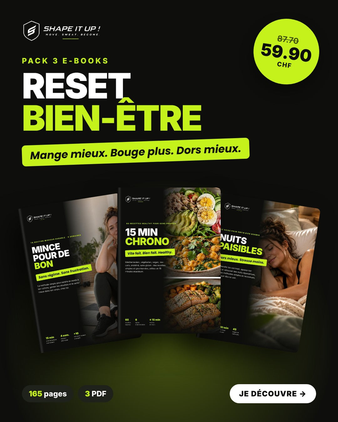 Pack Reset Bien-Être – Mange mieux, bouge plus, dors mieux (3 E-books PDF)