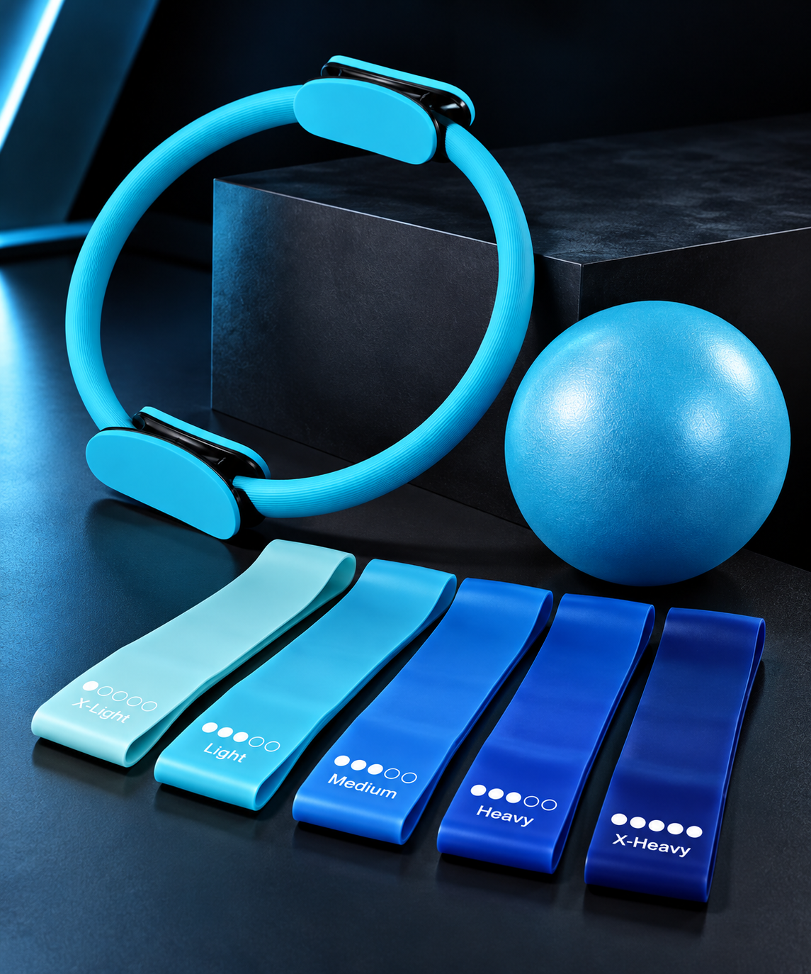 Set Pilates 7 pièces avec anneau, ballon et bandes – photo 5