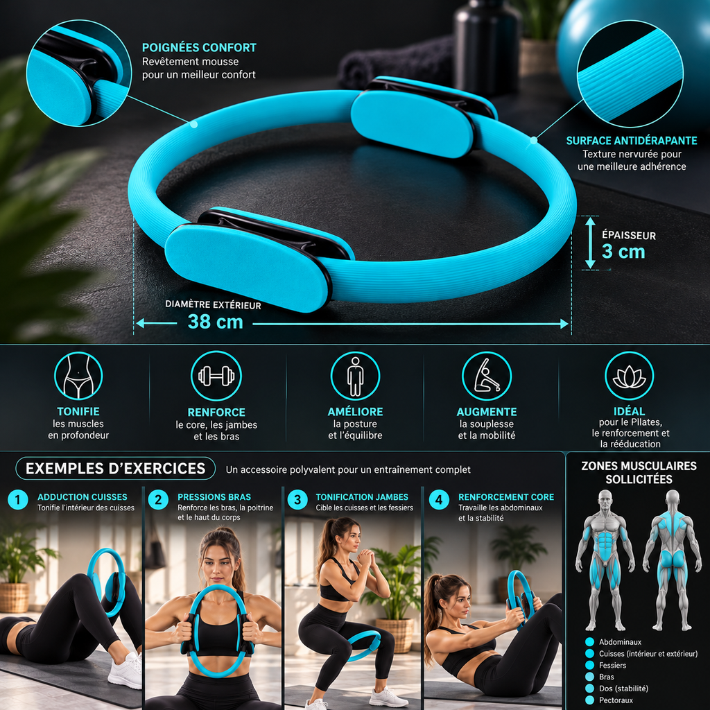 Set Pilates 7 pièces avec anneau, ballon et bandes – photo 3