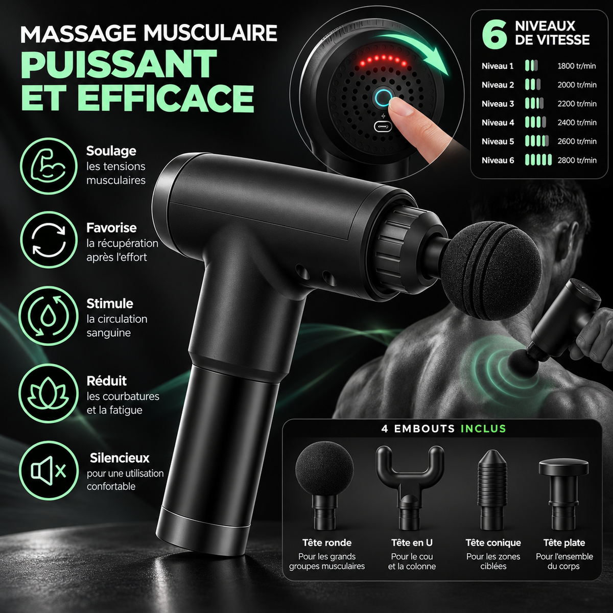 Pistolet de Massage Musculaire — Massage Profond – photo 2